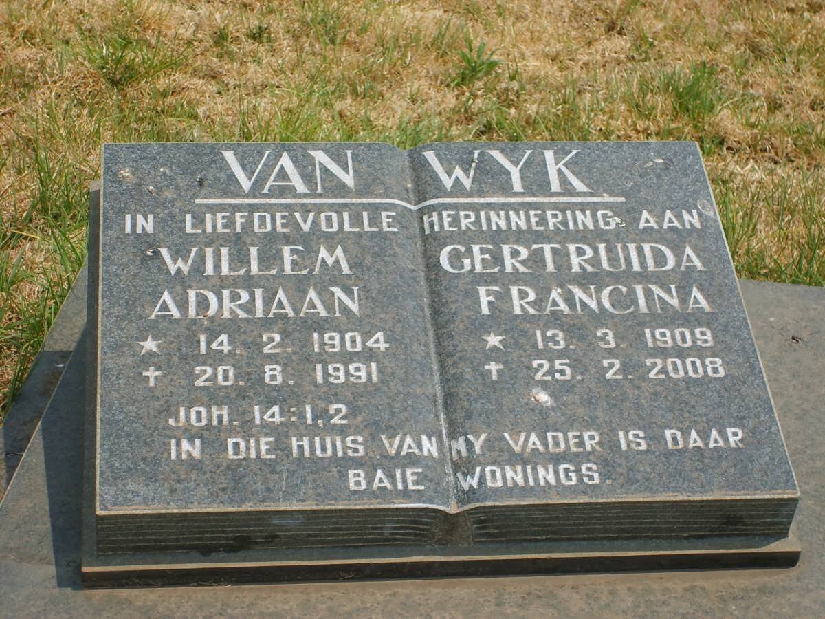 WYK Willem Adriaan, van 1904-1991 &amp; Gertruida Francina 1909-2008