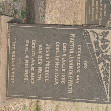 WATH Josias Michael, van der 1863-1956 &amp; Martha J. 1866-1935