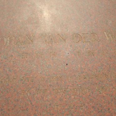 WALT Johan, van der 1968-1988