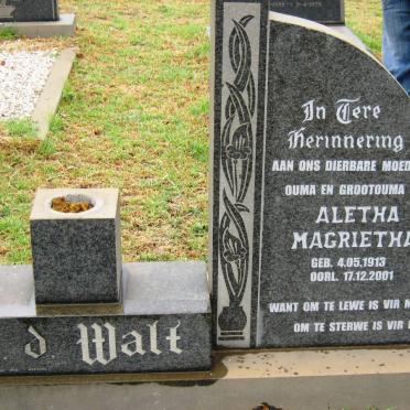 WALT Andries Johannes, v.d. 1913-1978 &amp; Aletha Magrietha 1913-2001 