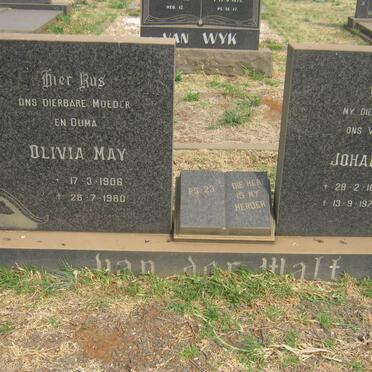 WALT Johannes N., van der 1898-1975 &amp; Olivia May 1906-1980