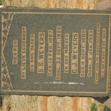 WEYERS S.S. 1867-1926 &amp; C.J. 1868-1953