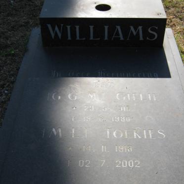 WILLIAMS G.G.M. 1916-1986 &amp; M.E. 1918-2002