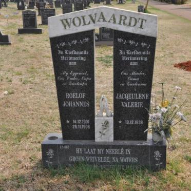 WOLVAARDT Roelof Johannes 1931-1998 &amp; Jacqeulene Valerie 1938-