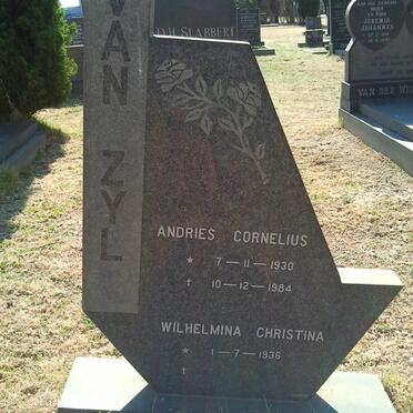 ZYL Andries Cornelius, van 1930-1984 &amp; Wilhelmina Christina 1936-
