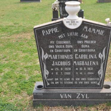 ZYL Marthinus Jacobus, van 1928-2001 &amp; Carolina Magdalena 1931-2004