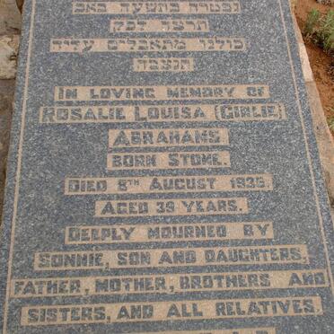 ABRAHAMS Rosalie Louisa nee STONE -1935