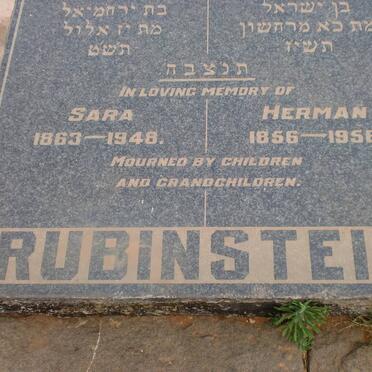RUBENSTEIN Herman 1856-1956 &amp; Sara 1863-1948