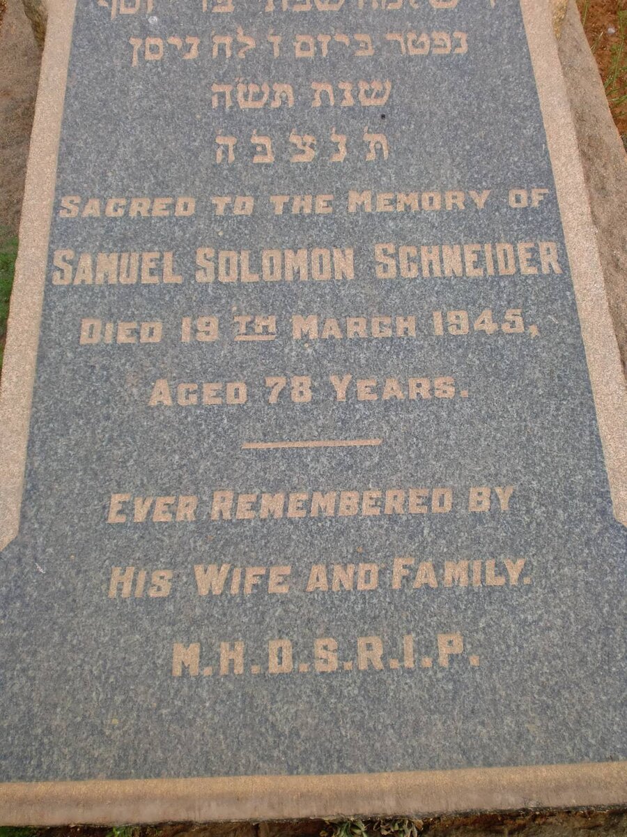 SCHNEIDER Samuel Solomon -1945