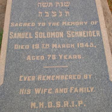 SCHNEIDER Samuel Solomon -1945