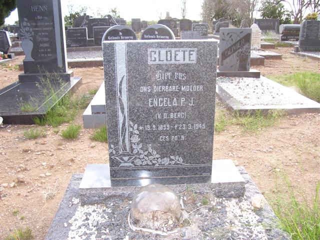 CLOETE Engela P.J. nee V.D. BERG 1899-1949