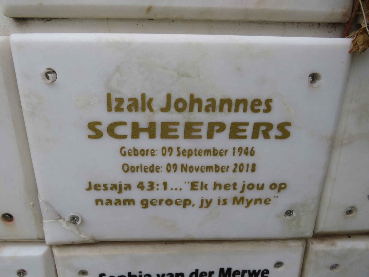 SCHEEPERS Izak Johannes 1946-2018