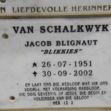 SCHALKWYK Jacob Blignaut, van 1951-2002