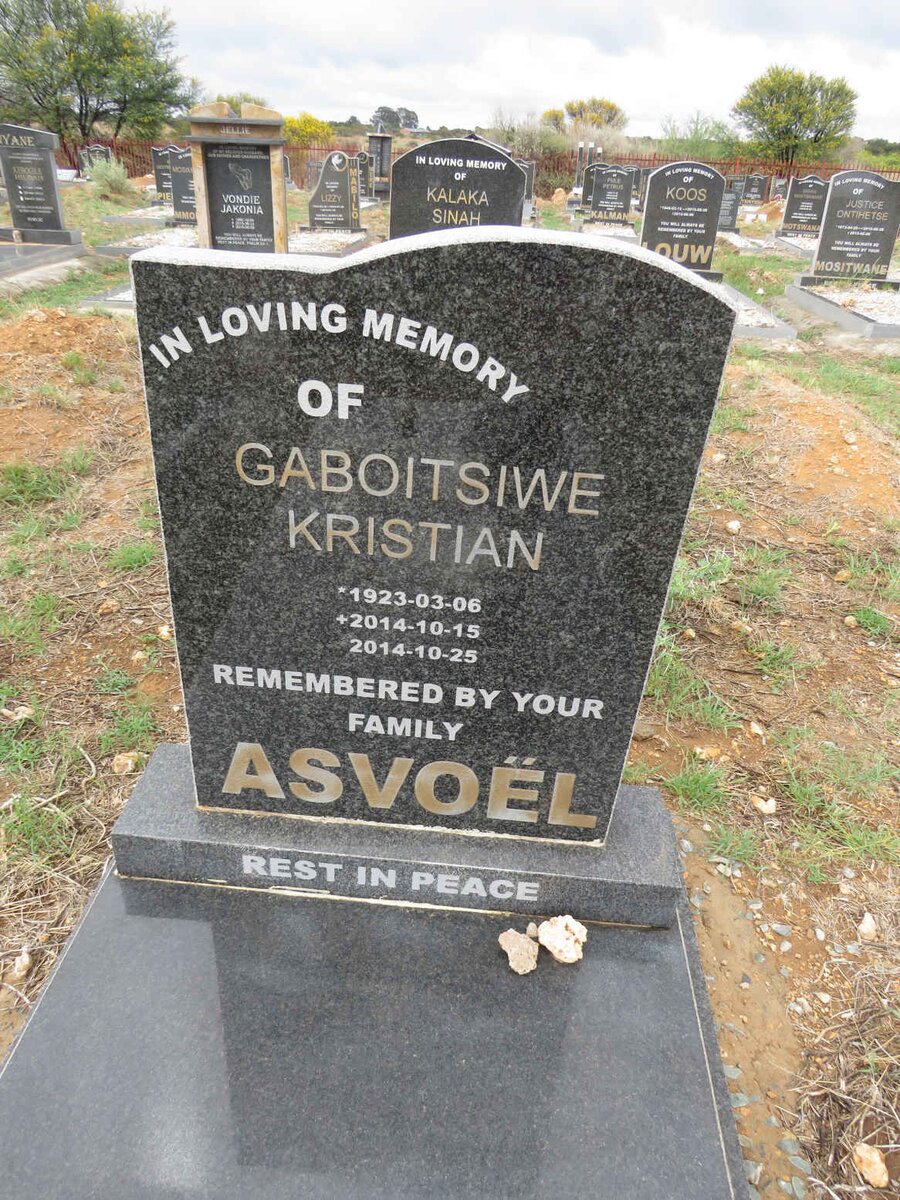 ASVOEL Gaboitsiwe Kristian 1923-2014