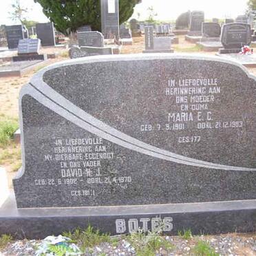 BOTES David H.J. 1902-1970 &amp; Maria E.C. 1901-1983