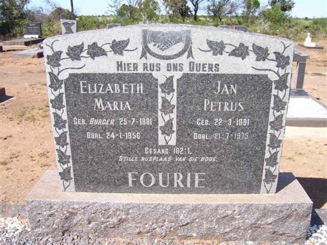 FOURIE Jan Petrus 1891-1975 &amp; Elizabeth Maria BURGER 1881-1956