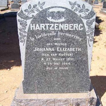 HARTZENBERG Johanna Elizabeth nee VAN ROOYEN 1891-1964