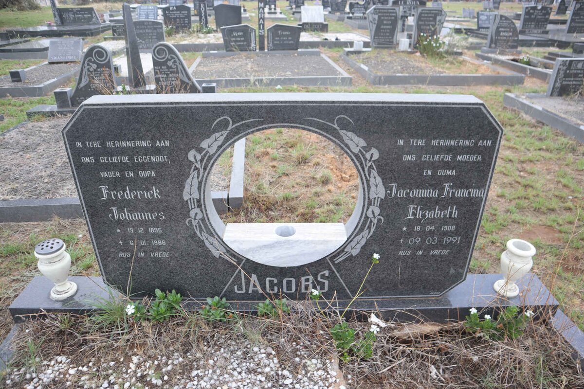 JACOBS Frederick Johannes 1895-1986 & Jacomina Francina Elizabeth 1908-1991
