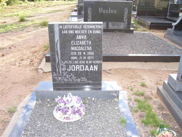 JORDAAN Anna Elizabeth Magdalena 1906-1977