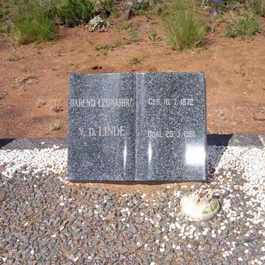 LINDE Barend Leonardus, v.d. 1872-1961