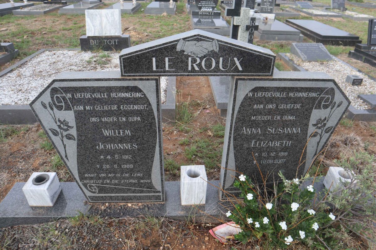 ROUX Willem Johannes, le 1912-1989 & Anna Susanna Elizabeth 1918-2007
