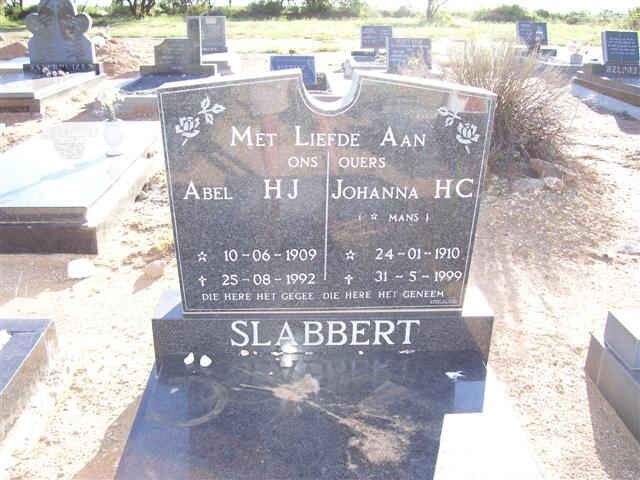 SLABBERT Abel H.J. 1909-1992 &amp; Johanna H.C. 1910-1999