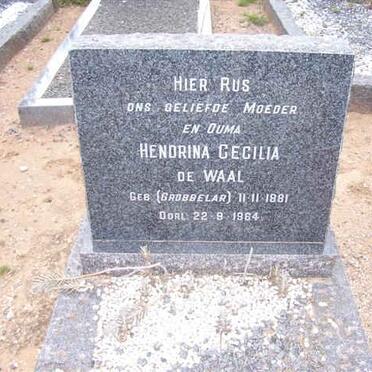 WAAL Hendrina Cecilia, de nee GROBBELAR 1881-1964