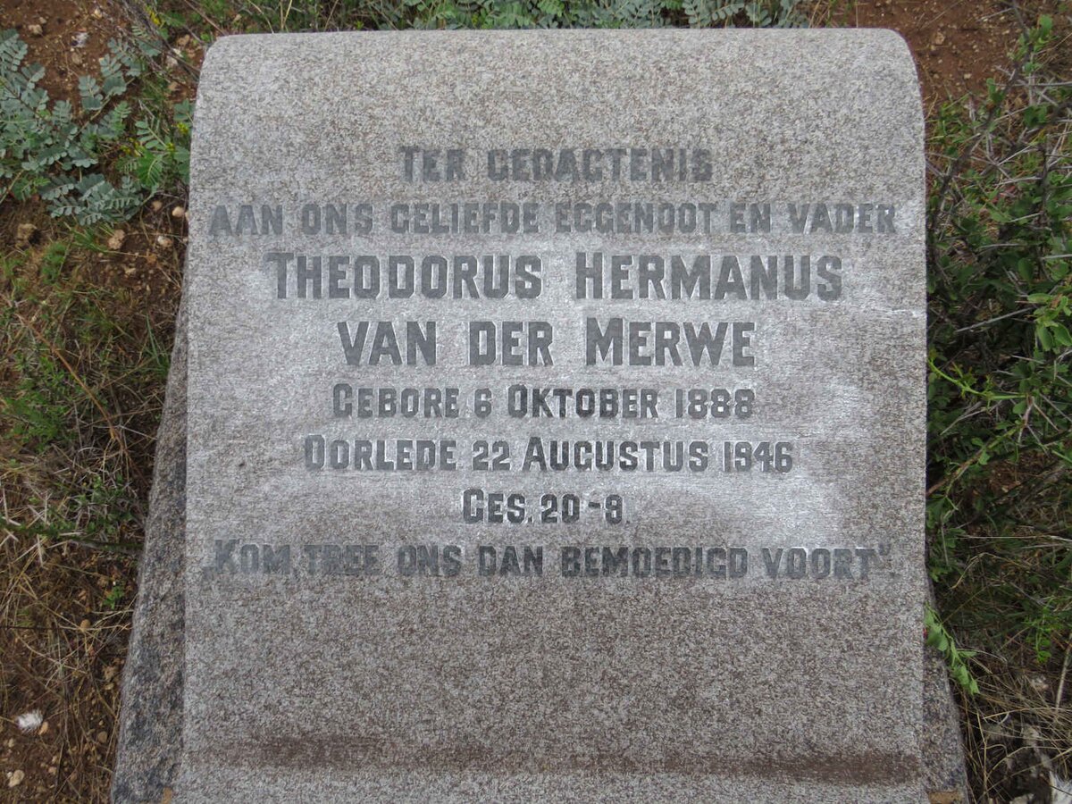 MERWE Theodorus Hermanus, van der 1888-1946