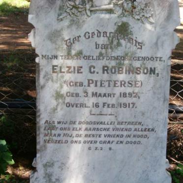 ROBINSON Elzie C. nee PIETERSE 1892-1917