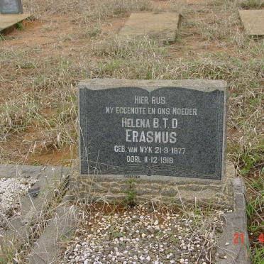 ERASMUS Helena B.T.D. nee VAN WYK 1877-1918