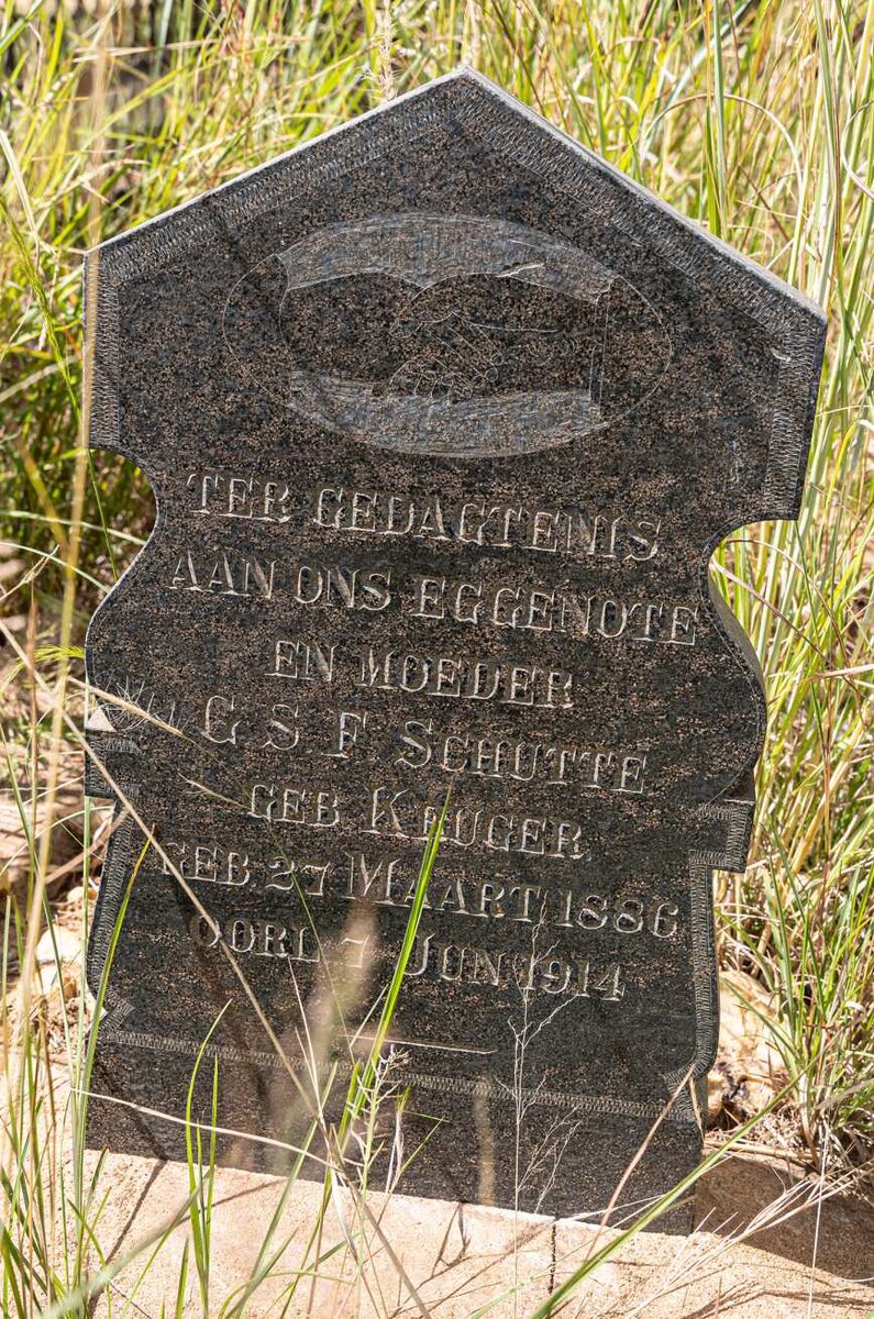 SCHUTTE Gezina Susanna Fredrika Wilhelmina nee KRUGER 1886-1914