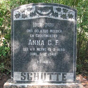 SCHUTTE Anna C.F. nee V.D. MERWE 1898-1948