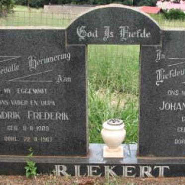 RIEKERT Hendrik Frederik 1889-1967 &amp; Johanna Adriana KRUGER 1894-1978