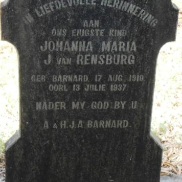 RENSBURG Johanna Maria, J. van 1910-1937