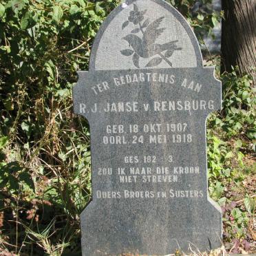 RENSBURG R.J., Janse v. 1907-1918