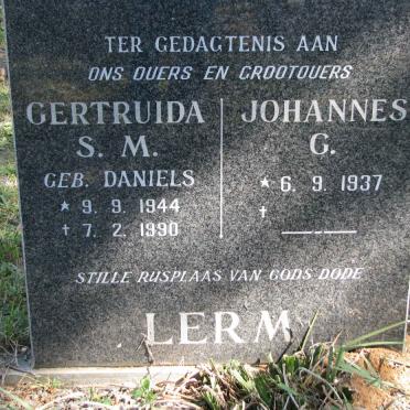 LERM Johannes G. 1937-  &amp; Gertruida S.M. DANIELS 1944-1990