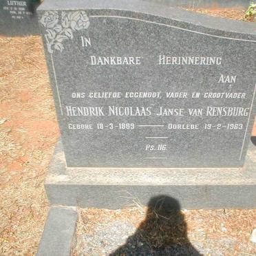 RENSBURG Hendrik Nicolaas, Janse van 1889-1963