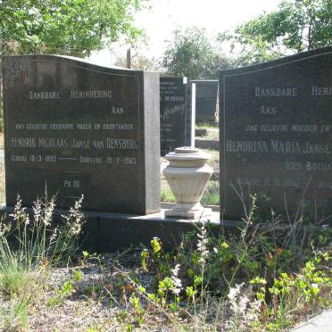 RENSBURG Hendrik Nicolaas, Janse van 1889-1963 &amp; Hendrina Maria BOTHA 1893-1982