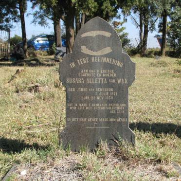 WYK Susara Alletta, van nee JANSE VAN RENSBURG 1871-1939