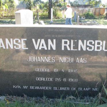 RENSBURG Johannes Nicolaas, Janse van 1905-1968