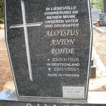 ALWIS Aloysius Anton Rohde 1926-2001 :: ALWIS Alfons Rohde 1928-2008