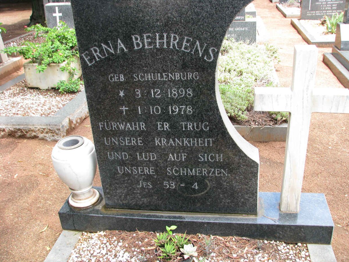 BEHRENS Erna nee SCHULENBURG 1898-1978