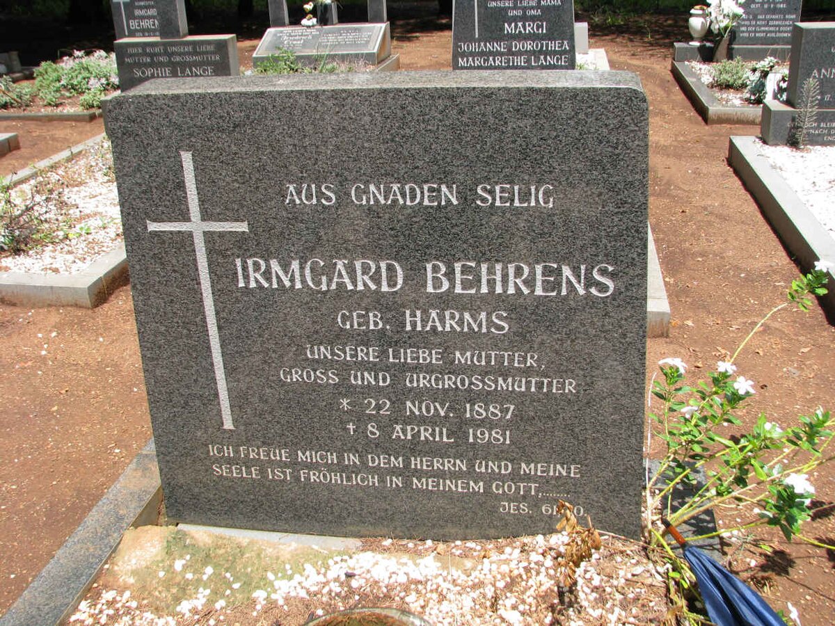 BEHRENS Irmgard nee HARMS 1887-1981