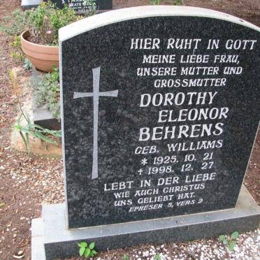 BEHRENS Dorothy Eleonor nee WILLIAMS 1925-1998