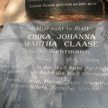 CLAASE Erika Johanna Martha nee WEHRMANN 1940-2004