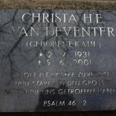 DEVENTER Christa H.E., van nee KAHL 1931-2001