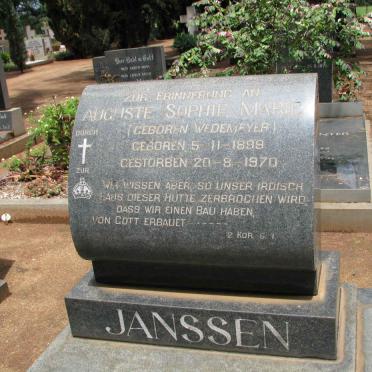 JANSSEN Auguste Sophie Marie nee WEDEMEYER 1899-1970