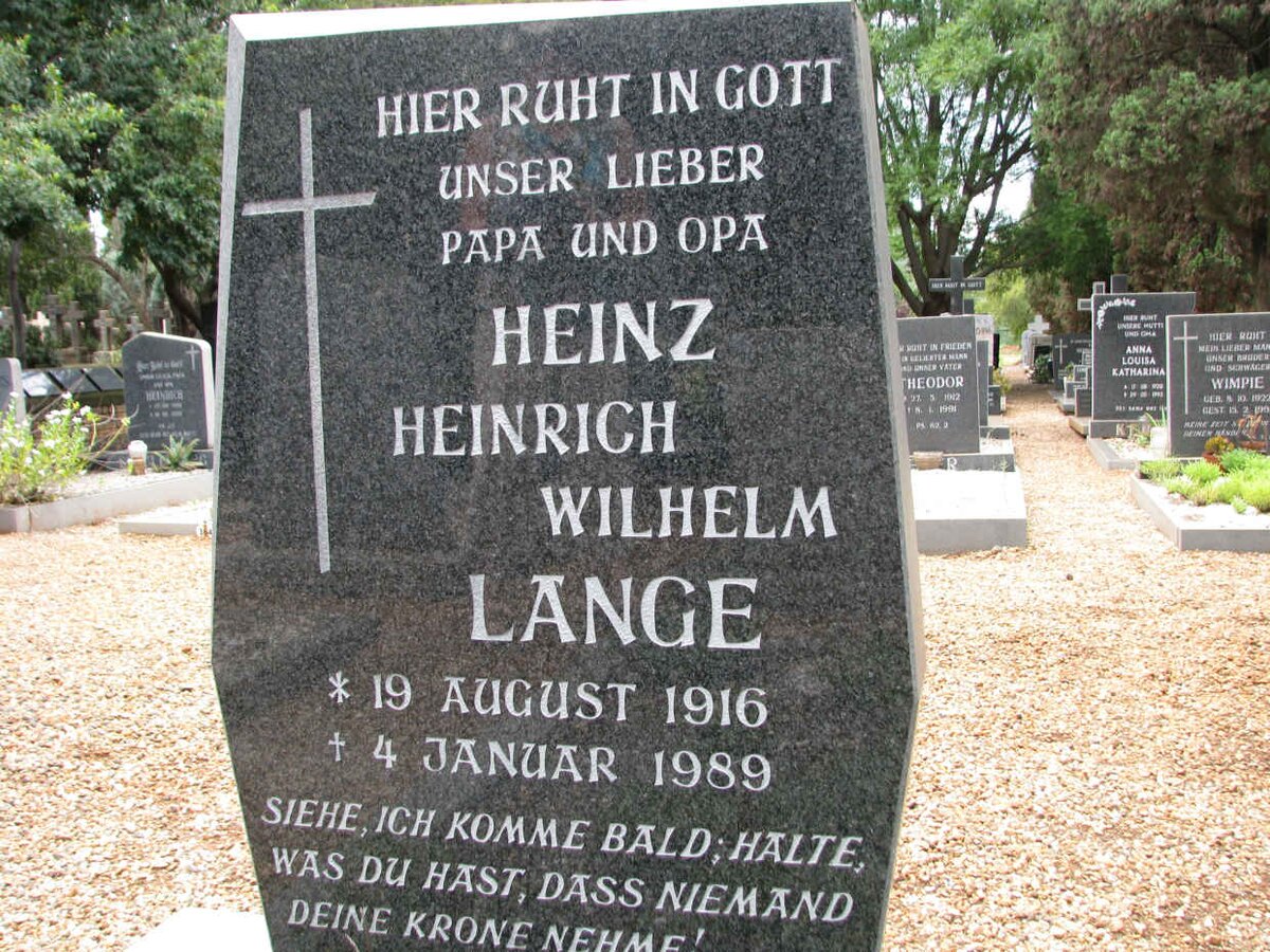 LANGE Heinz Heinrich Wilhelm 1916-1989