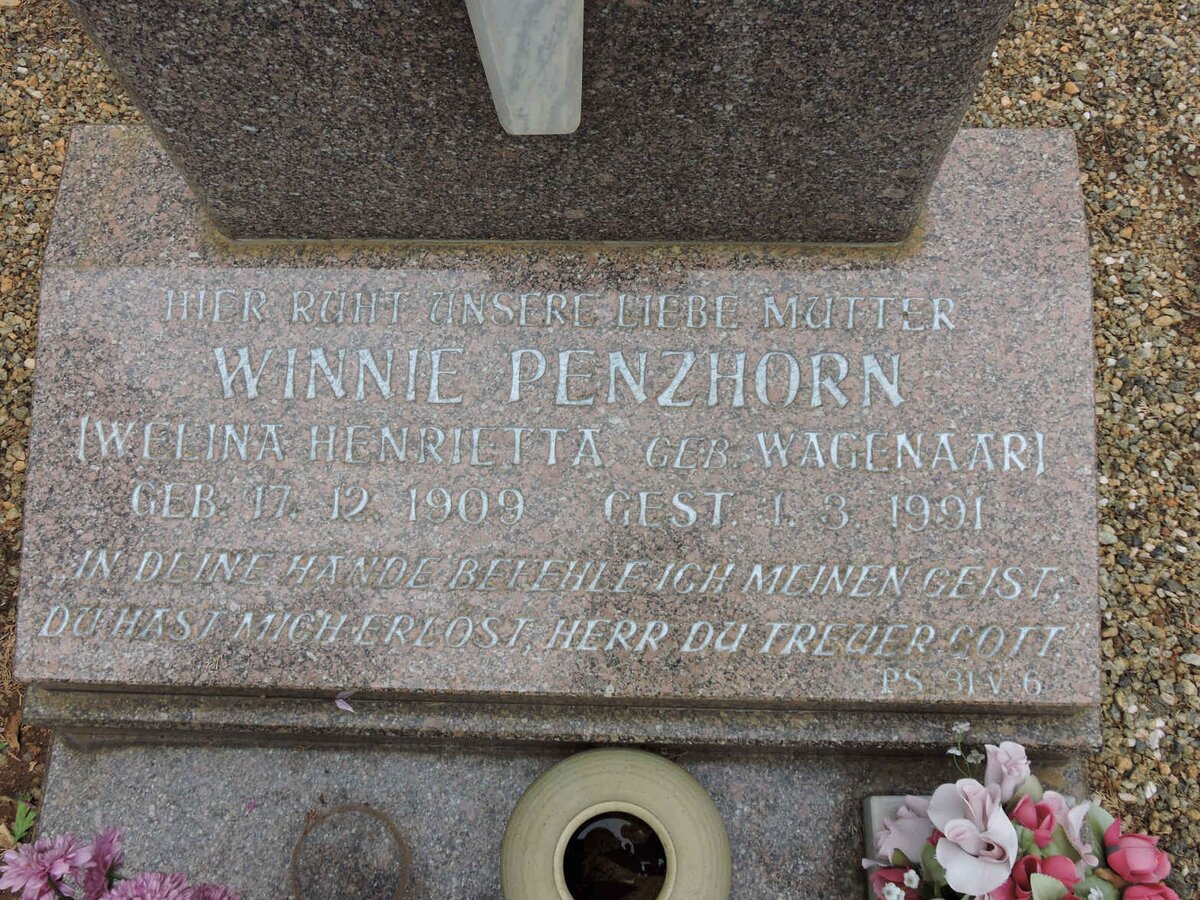 PENZHORN Welina Henrietta nee WAGENAAR 1909-1991