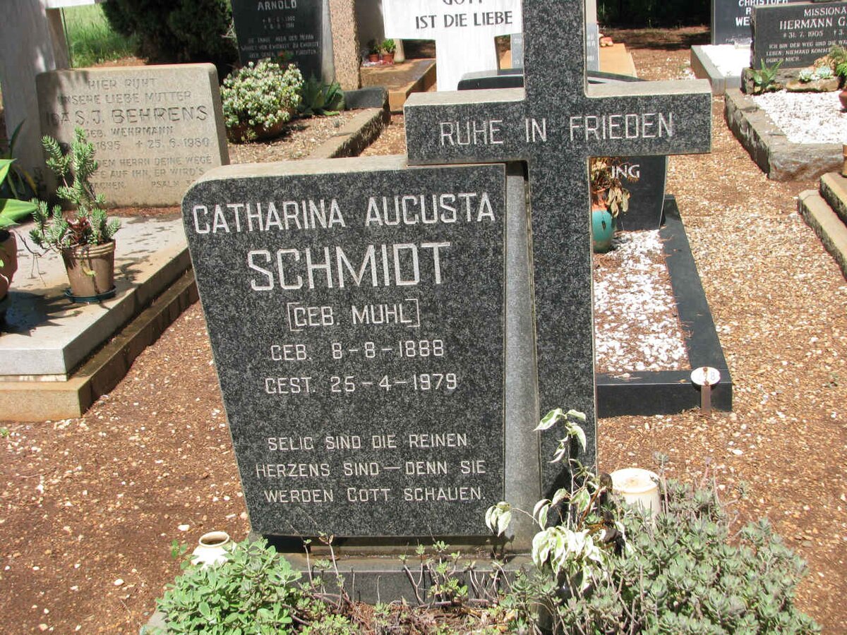 SCHMIDT Catharina Augusta nee MUHL 1888-1979